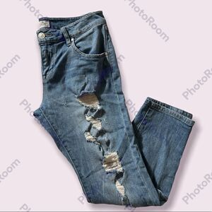 Bootlegger Palm Tree Womens Boyfriend Jeans
